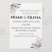 Modern Minimal Black Script Wedding Invitation Kaart (Voorkant)