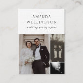 Modern Minimal Black White 3 Photo Vertical Visitekaartje (Voorkant)