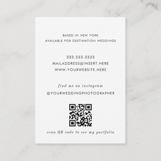 Modern Minimal Black White 3 Photo Vertical Visitekaartje (Achterkant)