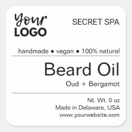 Modern Minimal Black & White Beauty Productlabel Vierkante Sticker