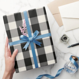 Modern Minimal Black White Gingham Plaid Pattern Cadeaupapier