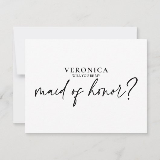 Modern Minimal Black White Maid of Honor-voorstel (Voorkant)