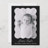 Modern Minimal Black & White Pasgeboren Baby Geboo Aankondiging (Voorkant)
