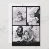 Modern Minimal Black & White Pasgeboren Baby Geboo Aankondiging (Achterkant)