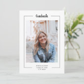 Modern Minimal Black White Script Photo Afstuderen (Staand voorkant)