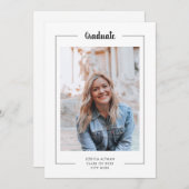 Modern Minimal Black White Script Photo Afstuderen (Voorkant / Achterkant)