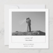 Modern Minimal Black & White Script Photo Wedding  Bedankkaart (Voorkant)