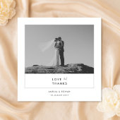 Modern Minimal Black & White Script Photo Wedding  Bedankkaart