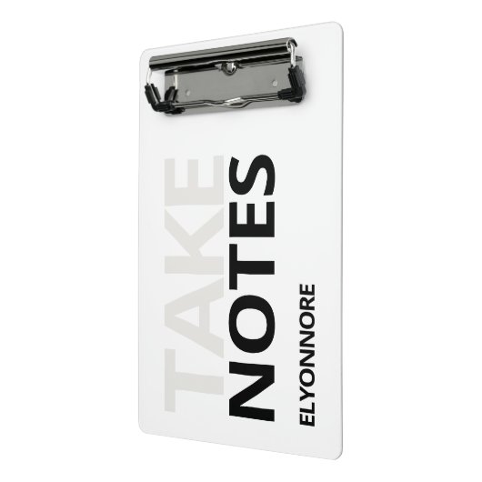 Modern Minimal Black White Take Notes Personalized Mini Klembord (Angled2)