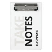 Modern Minimal Black White Take Notes Personalized Mini Klembord (Voorkant)