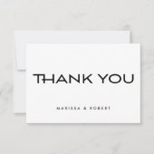 Modern Minimal Black White Typography Wedding Bedankkaart (Voorkant)
