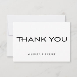 Modern Minimal Black White Typography Wedding Bedankkaart