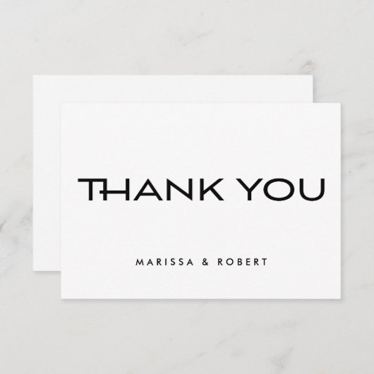 Modern Minimal Black White Typography Wedding Bedankkaart (Voorkant / Achterkant)