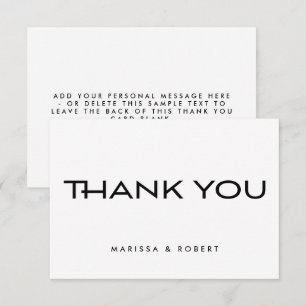 Modern Minimal Black White Typography Wedding Bedankkaart
