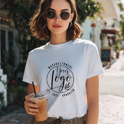 Modern Minimal black Your Logo Social Business T-shirt