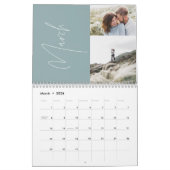 Modern minimal blue 2 photo family elegant kalender (Mar 2026)