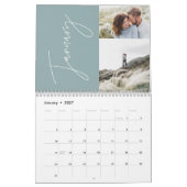 Modern minimal blue 2 photo family elegant kalender (Jan 2027)