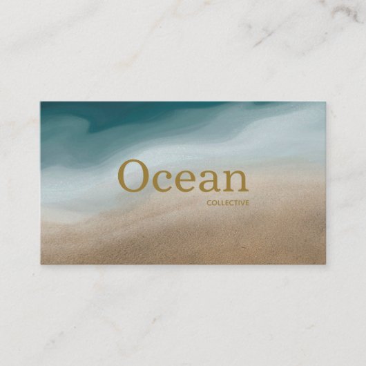 Modern Minimal Blue en Beige Abstract Visitekaartje (Voorkant)