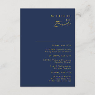 Modern Minimal Blue Gold Schedule of Events Informatiekaartje