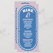 Modern Minimal Blue & Paarse Retro Wavy Arch Menu (Voorkant / Achterkant)