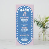 Modern Minimal Blue & Paarse Retro Wavy Arch Menu (Staand voorkant)