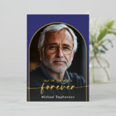 Modern Minimal Blue Pensioen Partij Folie Uitnodiging (Staand Voorkant)