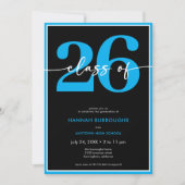Modern Minimal Blue Script Graduation Party Kaart (Voorkant)