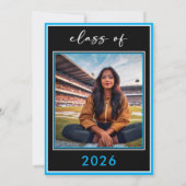 Modern Minimal Blue Script Graduation Party Kaart (Achterkant)