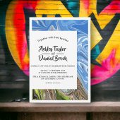 Modern Minimal Blue Sky Whimsical Abstract Wedding Kaart