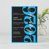 Modern Minimal Blue Typography Graduation Party Kaart (Staand voorkant)