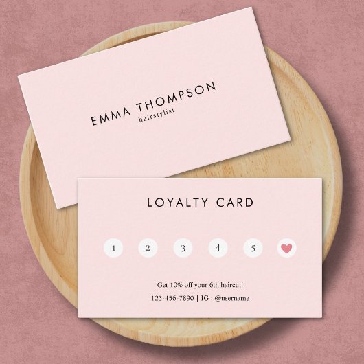Modern Minimal Blush Pink Haarstylist Klantenkaartje