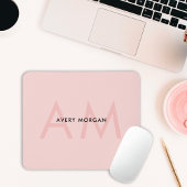 Modern Minimal Blush Pink Monogram Initialen Muismat