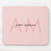 Modern Minimal Blush Pink Monogram Initialen Muismat (Voorkant)