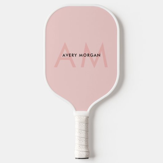 Modern Minimal Blush Pink Monogram Initialen Pickleball Paddle (Voorkant)