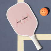 Modern Minimal Blush Pink Monogram Initialen Pickleball Paddle