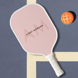 Modern Minimal Blush Pink Monogram Initialen Pickleball Paddle