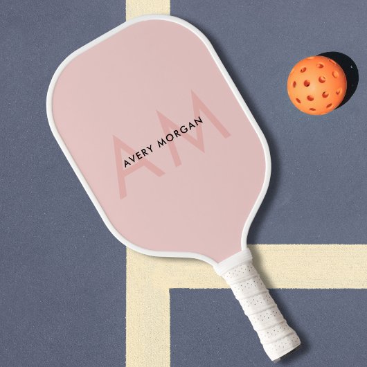 Modern Minimal Blush Pink Monogram Initialen Pickleball Paddle