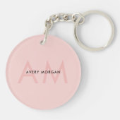 Modern Minimal Blush Pink Monogram Initialen Sleutelhanger (Achterkant)