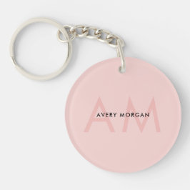Modern Minimal Blush Pink Monogram Initialen Sleutelhanger