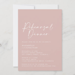 Modern Minimal blush roze bruiloft repetitie diner Kaart