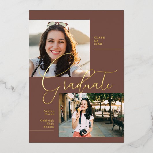 Modern Minimal Boho | Foto van Afstuderen Folie Uitnodiging (Voorkant)