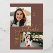 Modern Minimal Boho | Foto van Afstuderen Folie Uitnodiging (Voorkant)