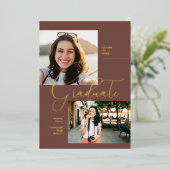 Modern Minimal Boho | Foto van Afstuderen Folie Uitnodiging (Staand Voorkant)