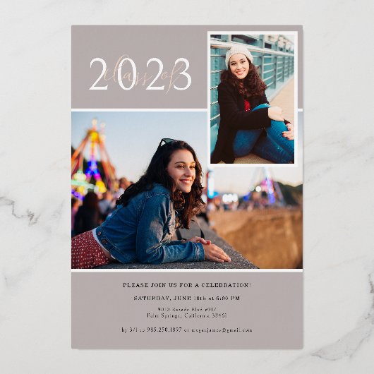 Modern Minimal Boho | Foto van Afstuderen Folie Uitnodiging (Achterkant)