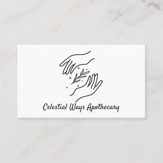 Modern minimal Boho Hands & Herb Apothecary Logo Visitekaartje (Voorkant)