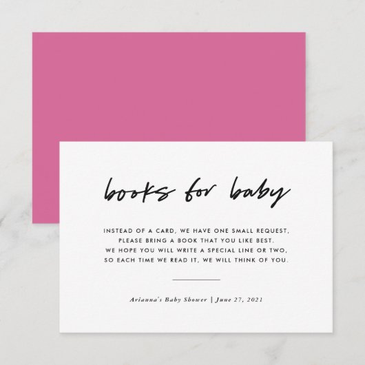 Modern Minimal Book Request Insert | Roze Kaart (Voorkant / Achterkant)