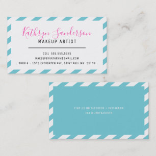 MODERN MINIMAL BORDER turquoise blauw roze wit Visitekaartje