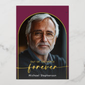 Modern Minimal Bourgondië Pensioenfeest Folie Uitnodiging (Voorkant)