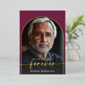 Modern Minimal Bourgondië Pensioenfeest Folie Uitnodiging (Staand Voorkant)