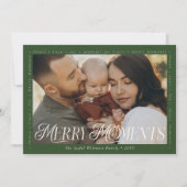 Modern Minimal Bow Merry Moments Photo Collage Feestdagenkaart (Voorkant)